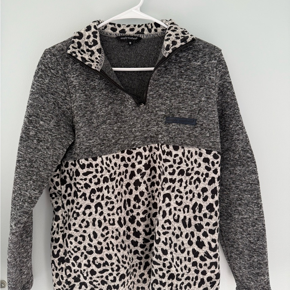 Simply Southern Gray and Black Leopard Print Jacket